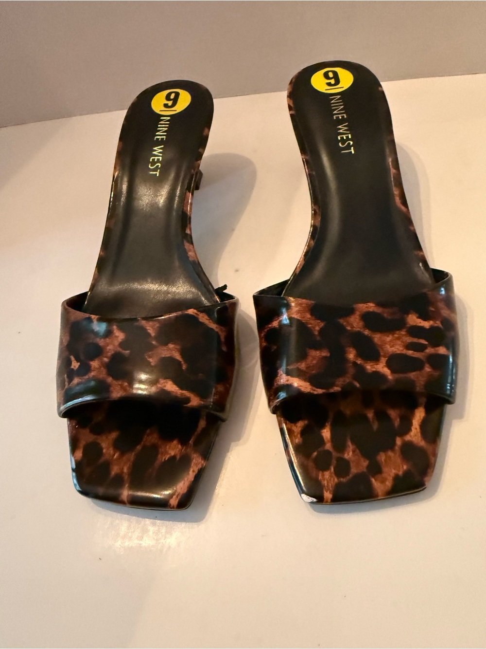 Nine West Ninya Leopard-Print Square-Toe Kitty Heels Women’s 9